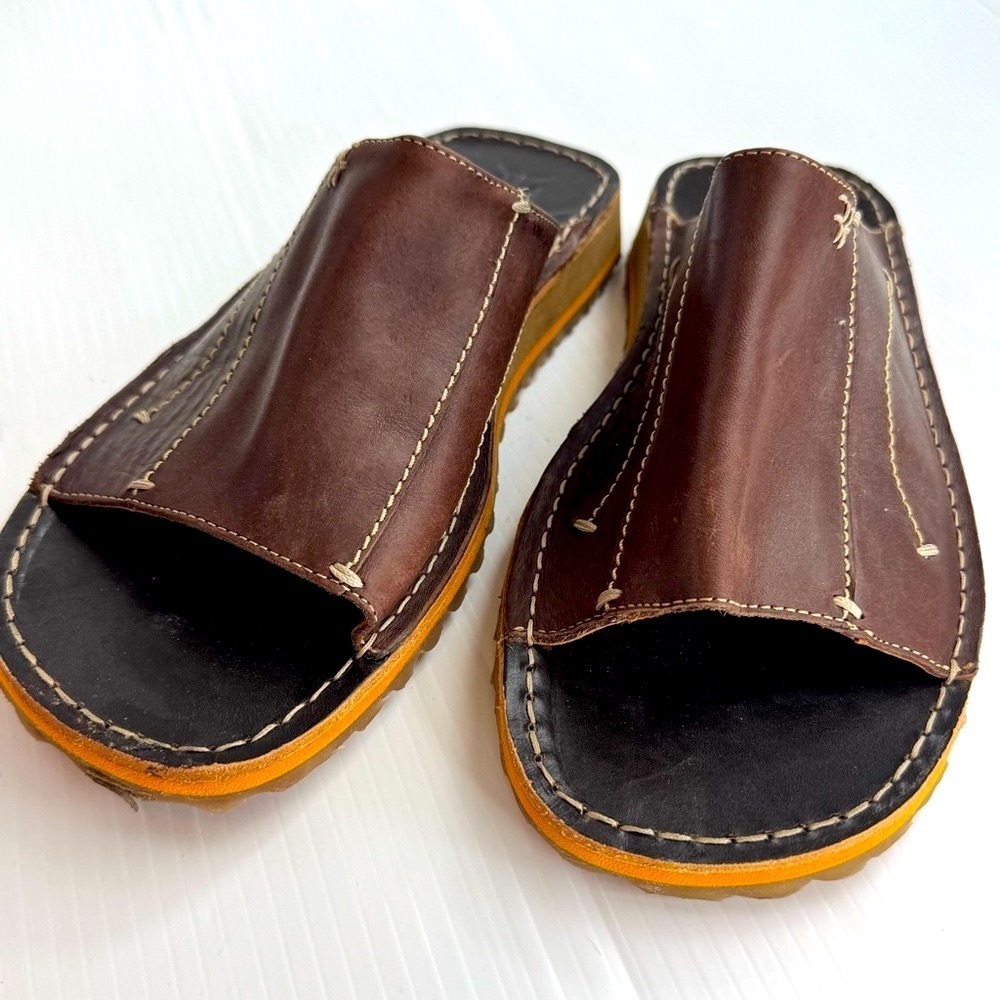 Frye Brown Leather Men's Slide Sandals size 10